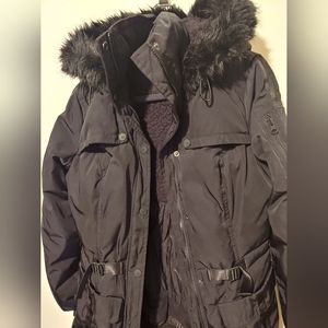 Blanc Noir black zip up jacket with hood in Size XS